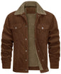 Corduroy Lapel Long Sleeve Plush Jacket Coat - Hiccupzz