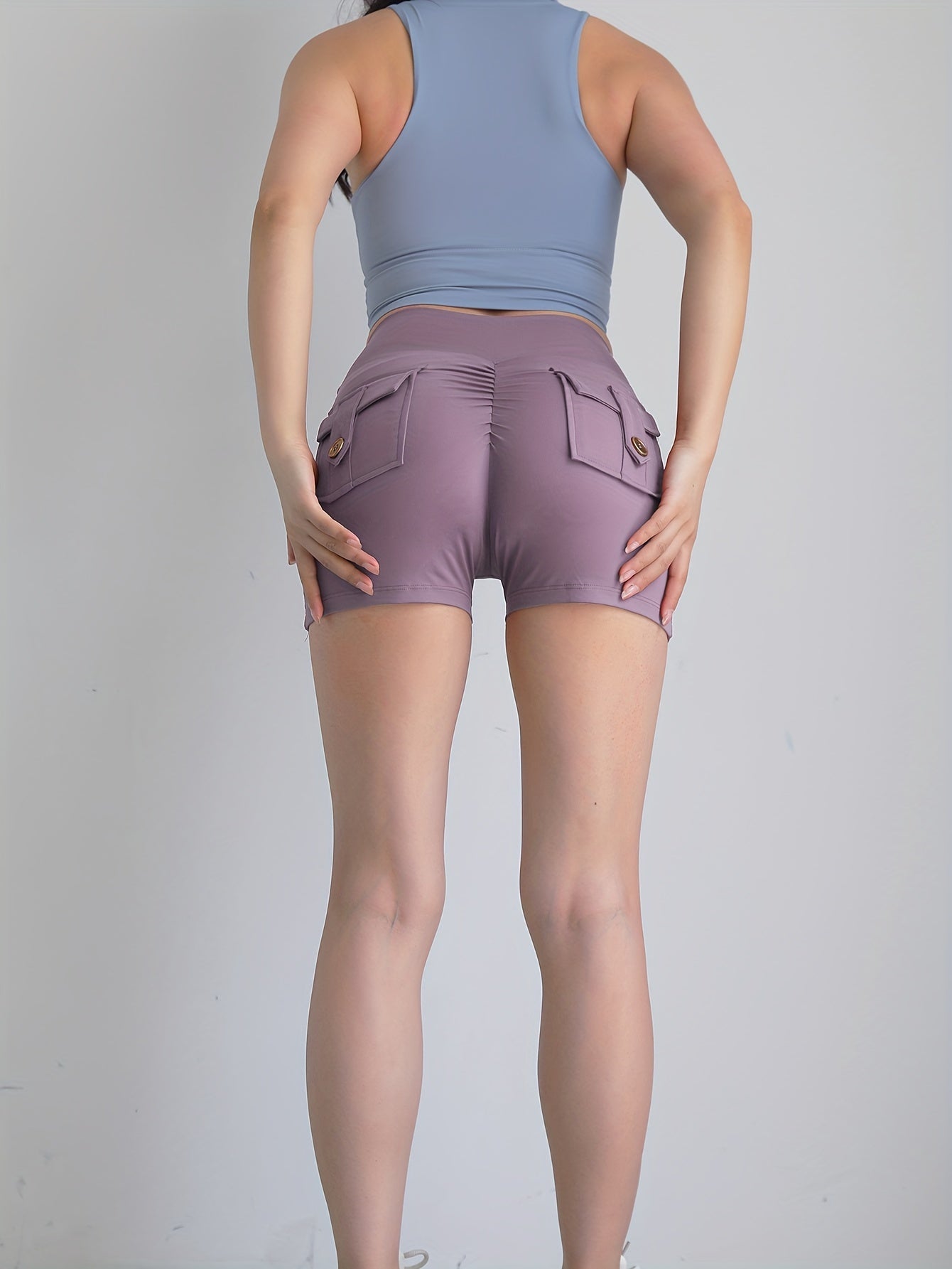 High Waisted Cargo Shorts with Hip Lifting and Quick Drying Technology for Yoga, Running, and Fitness