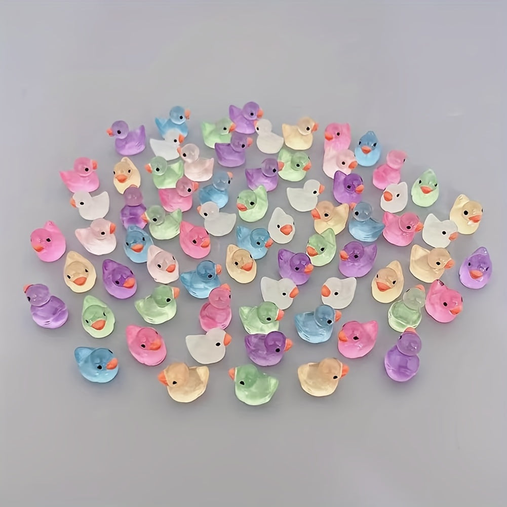 Glow-in-the-Dark Mini Yellow Ducks (5pcs): 3D Resin Garden Decor for DIY Home and Party Decorations