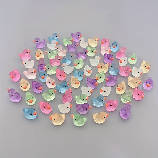 Glow-in-the-Dark Mini Yellow Ducks (5pcs): 3D Resin Garden Decor for DIY Home and Party Decorations