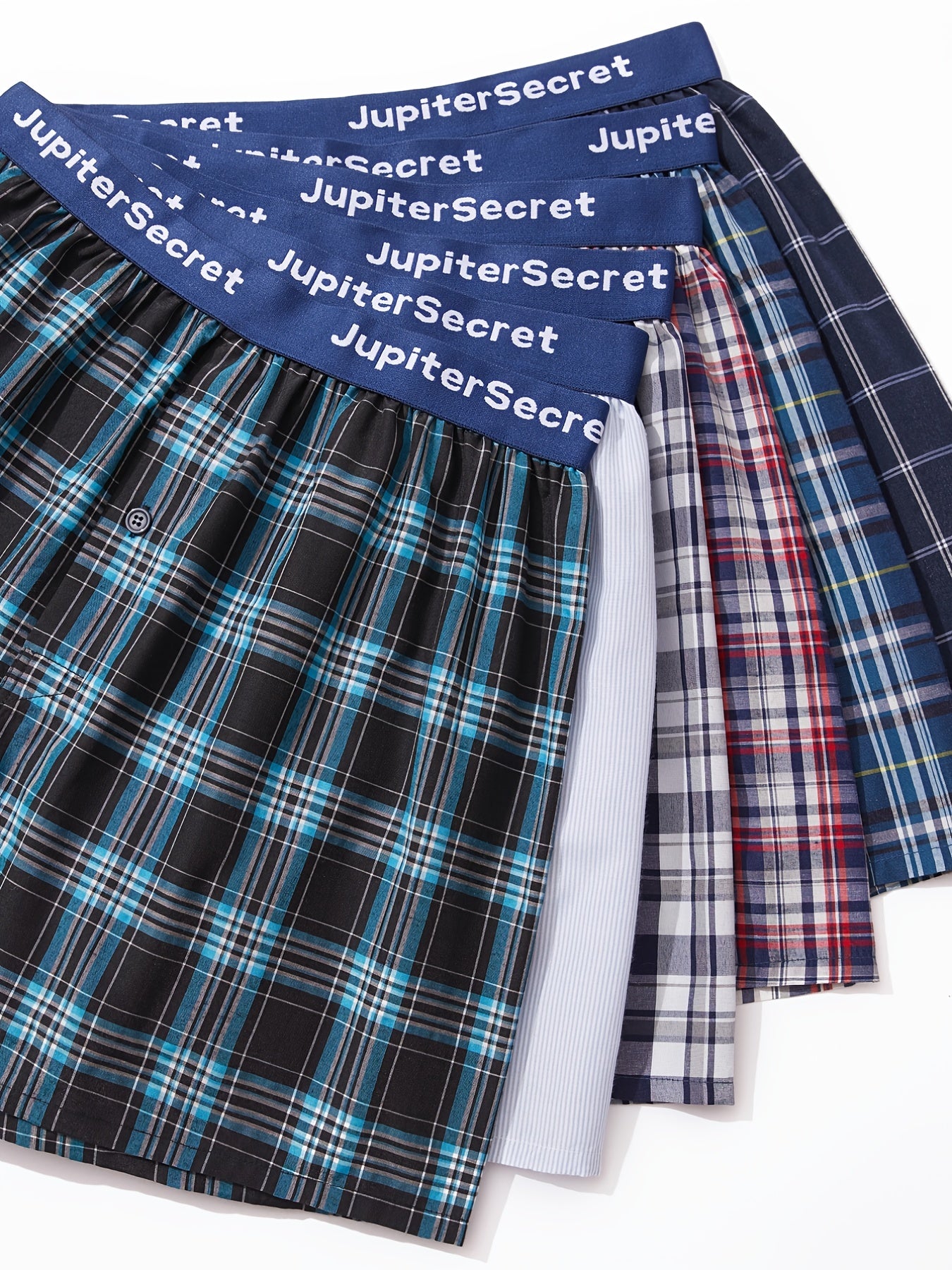 JupiterSecret Men's Woven Boxer Shorts - 6/10-Pack, Elastic Waistband, Random Colors