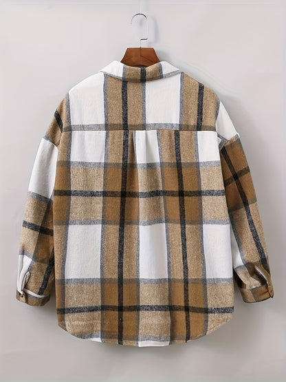Men's Classic Plaid Lapel Shirt, Casual Slightly Stretch Breathable Button Up Shirt For Outdoor - Hiccupzz