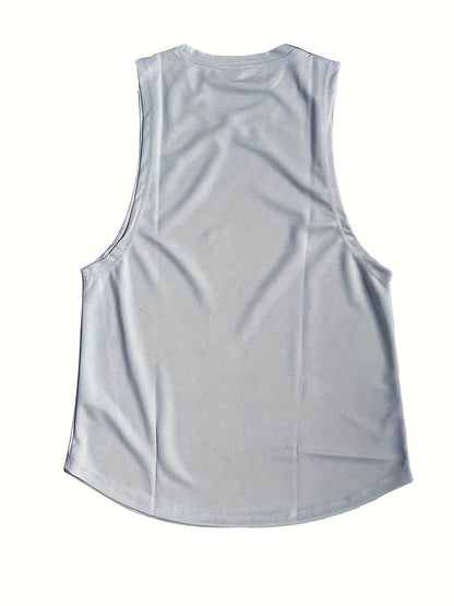 Men's Solid Tank Top - Quick-Dry Stretch Crew Neck Sleeveless Shirt for Gym & Fitness - Hiccupzz