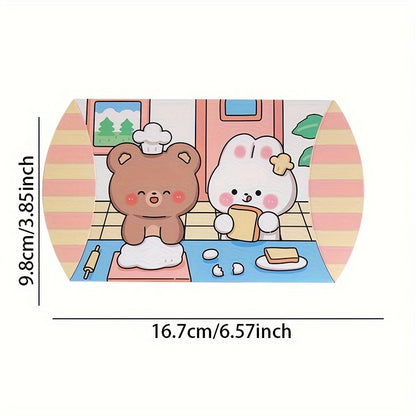 Cartoon Animal-Themed Pillow Gift Boxes (1-Pack) – Perfect for Small Candies, Birthdays, Holidays, and Special Occasions, Featuring Adorable Bear and Bunny Designs - Hiccupzz