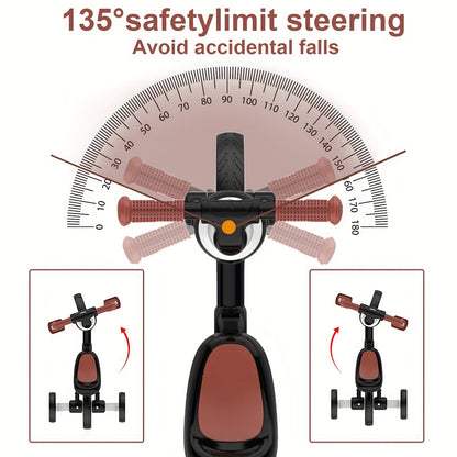3 In 1 Kids Tricycles - Detachable Pedal & Training Wheels - For 1-4 Year Old Boys & Girls
