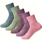 5 Pairs Women's Winter Knitted Socks - Thick, Warm, Soft, for Hiking, Skiing, Outdoor & Casual Wear - Hiccupzz