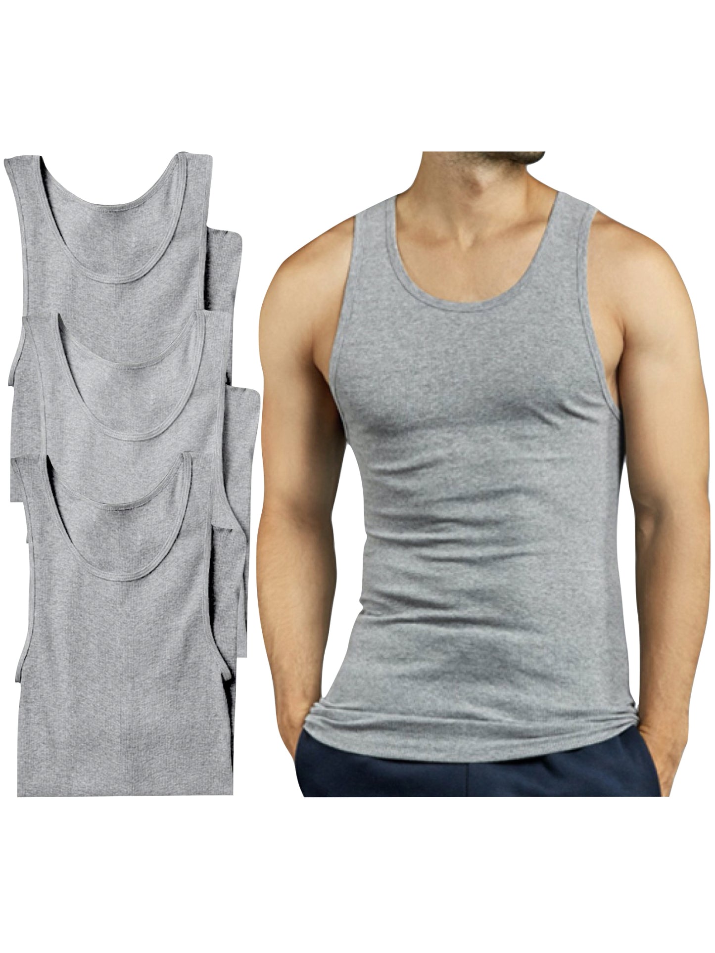 Men's Multi-Pack of Slim Fit Shallow Scoop Neck Undershirts