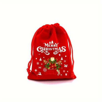 Festive Red Velvet Goody Bags – Ideal for Christmas Party Favors or Jewelry Pouches - Hiccupzz