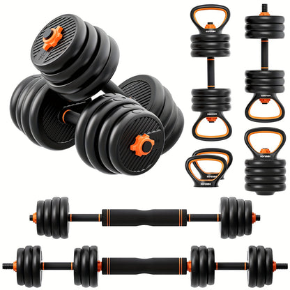 Adjustable 4-in-1 Dumbbell Set (77lbs/55lbs/33lbs) - Converts to Barbell, Kettlebells, Push-Up Stand - Home Gym Fitness Equipment for Men & Women - Hiccupzz