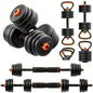 Adjustable 4-in-1 Dumbbell Set (77lbs/55lbs/33lbs) - Converts to Barbell, Kettlebells, Push-Up Stand - Home Gym Fitness Equipment for Men & Women - Hiccupzz