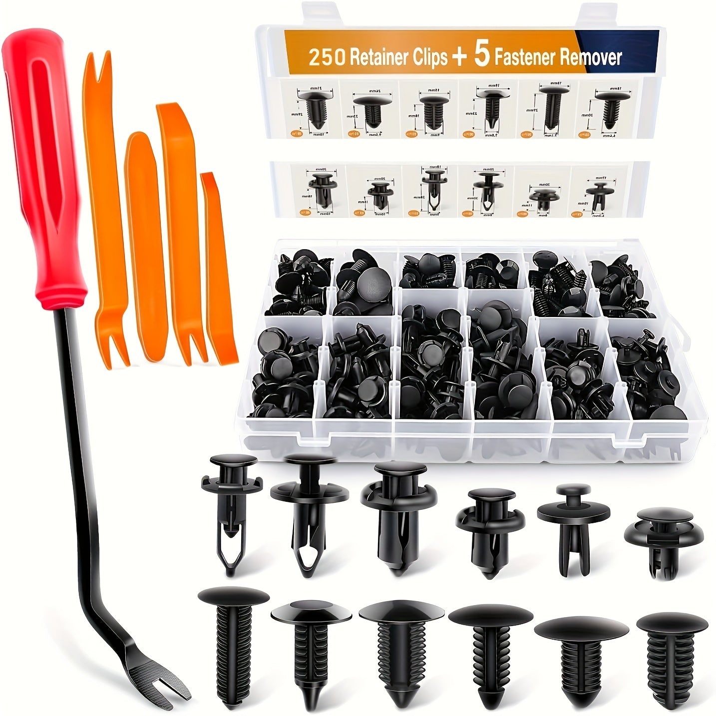 250 Pcs Bumper Retainer Clips - Car Plastic Rivets Fasteners Remover Push Retainer Kit