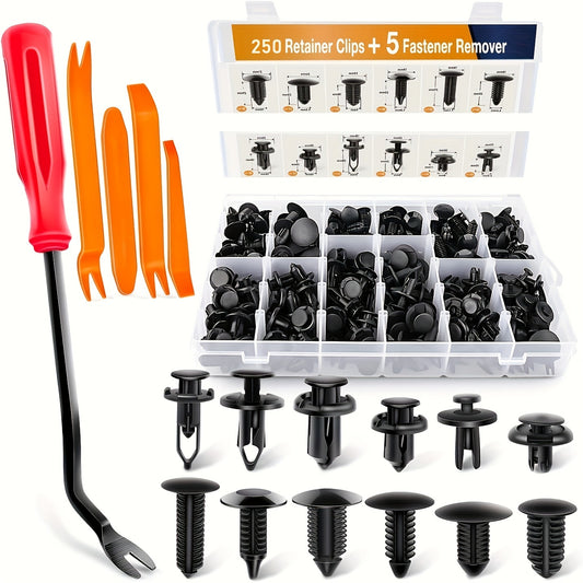 250 Pcs Bumper Retainer Clips - Car Plastic Rivets Fasteners Remover Push Retainer Kit