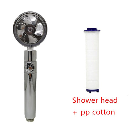 Shower Head Water flow 360 Degrees Rotating With Small Fan ABS Rain High Pressure Spray Nozzle Bathroom Accessories - Hiccupzz