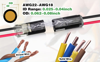 50 Pcs Quick Splice Solderless Connectors - 2-Pin Dual Way for LED Strips, Car, Low Voltage Applications