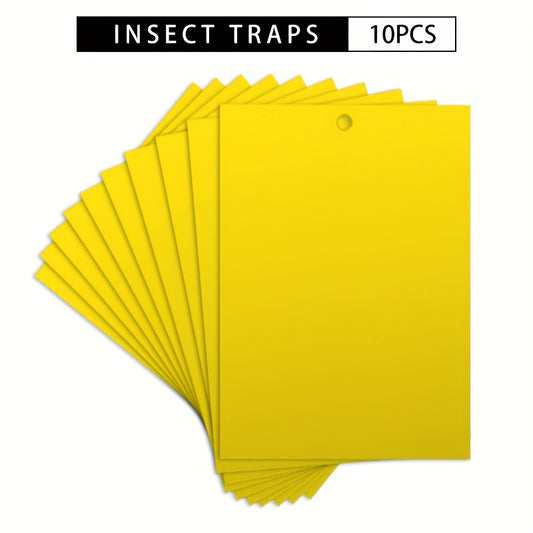 10pcs Yellow Double-Sided Greenhouse Sticky Traps – Catch Flying Insects Indoors & Outdoors