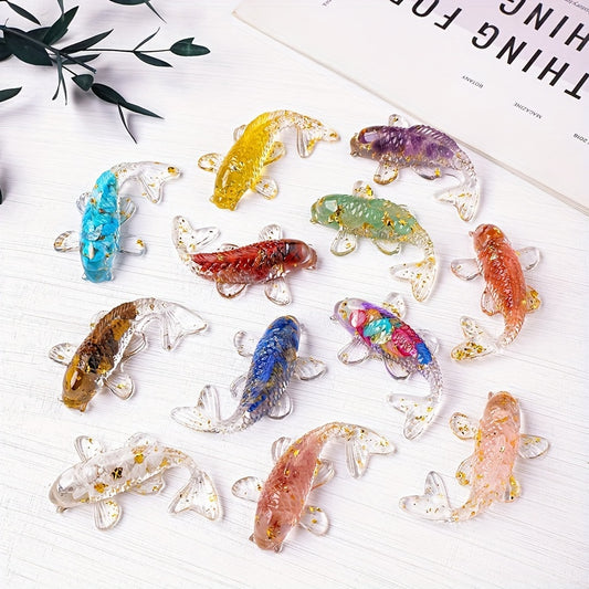 1Pc, Natural Crystal Goldfish Figurine: Home Office Decoration and Amulet Sculpture