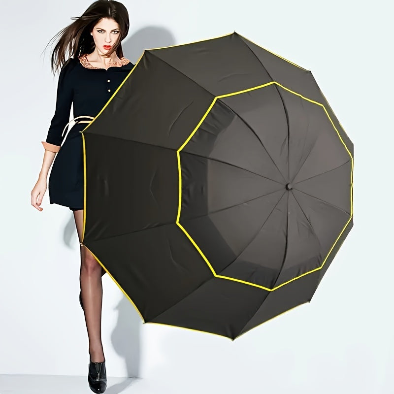 Solid Color Large 10 Ribs Folding Umbrella - Casual, Lightweight, Durable, Portable & Windproof Umbrella for Men & Women