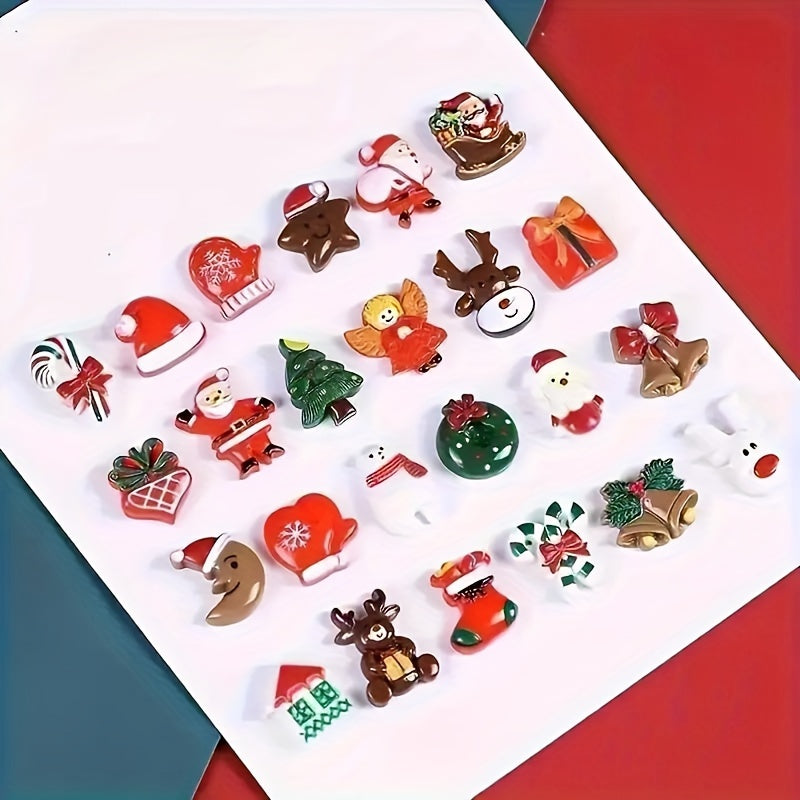 100 Pcs Vibrant Christmas Decoration DIY Flatback Resin Jingle Bell Sock Craft Embellishment Sets