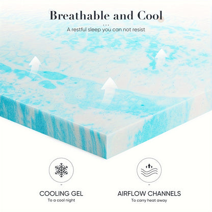 2 Inch Mattress Topper Comfort Bed Topper Cooling Mattress Pad Gel Premium Memory Foam Mattress, CertiPUR-US Certified
