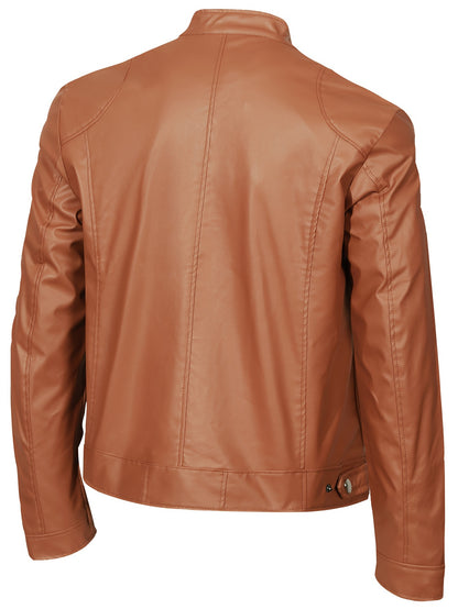 Men's PU Leather Motorcycle Jacket with Zipper Pockets, Autumn/Winter Stand Collar Cardigan Coat - Hiccupzz