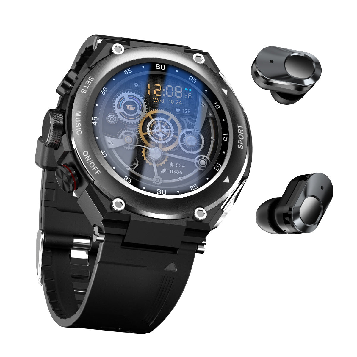 T92 Pro Smartwatch with TWS Bluetooth Earphones - 3-in-1 Call, Music, and Heart Rate Sports Wristband