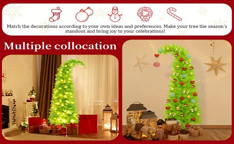 1 Pc 6FT Christmas Tree with Skirt, Lights, and Ornaments - Bendable Artificial Tree for Home, Office, Party, and Outdoor Décor