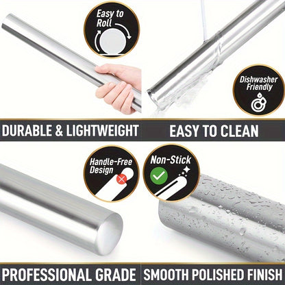 Durable Stainless Steel Rolling Pin for Perfect Dough Every Time - Ideal for Commercial Use and Home Baking - Hiccupzz