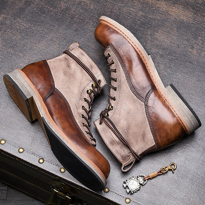 Motorcycle Leather Boots Men's Genuine Leather England Style - Hiccupzz