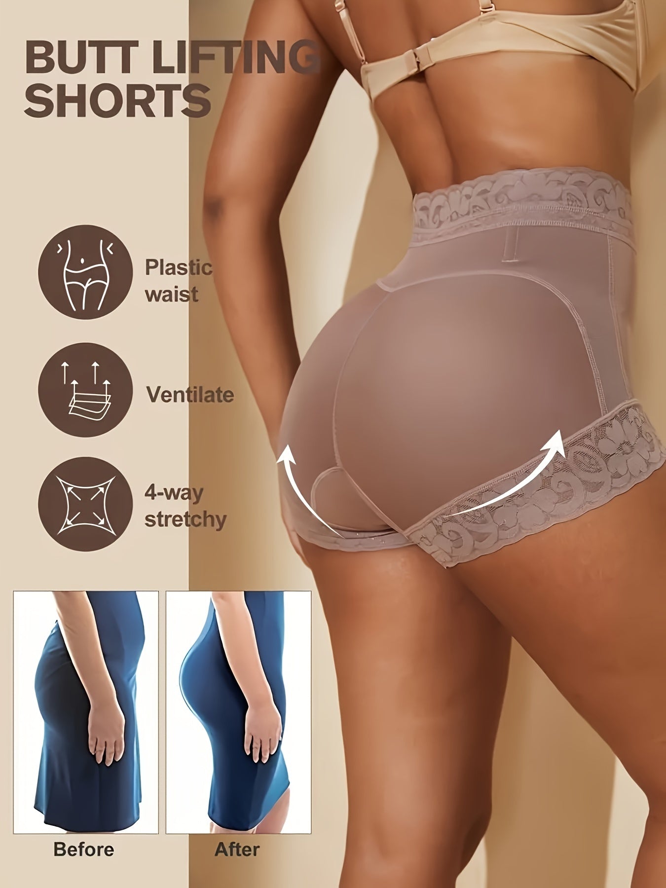 2-Pack High-Waisted Shapewear Panties for Women, Hourglass Waist Trainer with 4 Steel Bones, Lace Accents, Tummy Control, Butt Lifting, Multi-Occasion Use