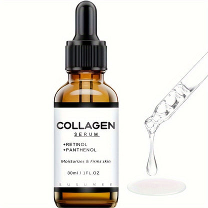 Collagen Serum For Face, With Retinol & Panthenol, Cooperate Well With Hyaluronic Acid & Vitamin C, Increase Skin Elasticity And Hydration, Firming Moisturizing Essence For Men And Women 1Fl.Oz/30ml - Hiccupzz