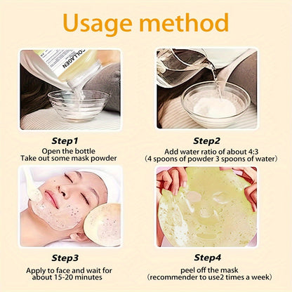 Crystal Collagen Facial Mask Powder, 12.3 oz – Hyaluronic Acid & Beta-Glucan for Smooth Skin - Hiccupzz