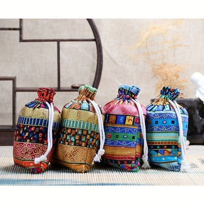 Egyptian-Inspired Linen Gift Bag with Drawstring: Versatile Storage Pouch for Jewelry, Halloween Candy, Christmas Presents, and Party Favors (3.9x5.51 Inches) - Hiccupzz