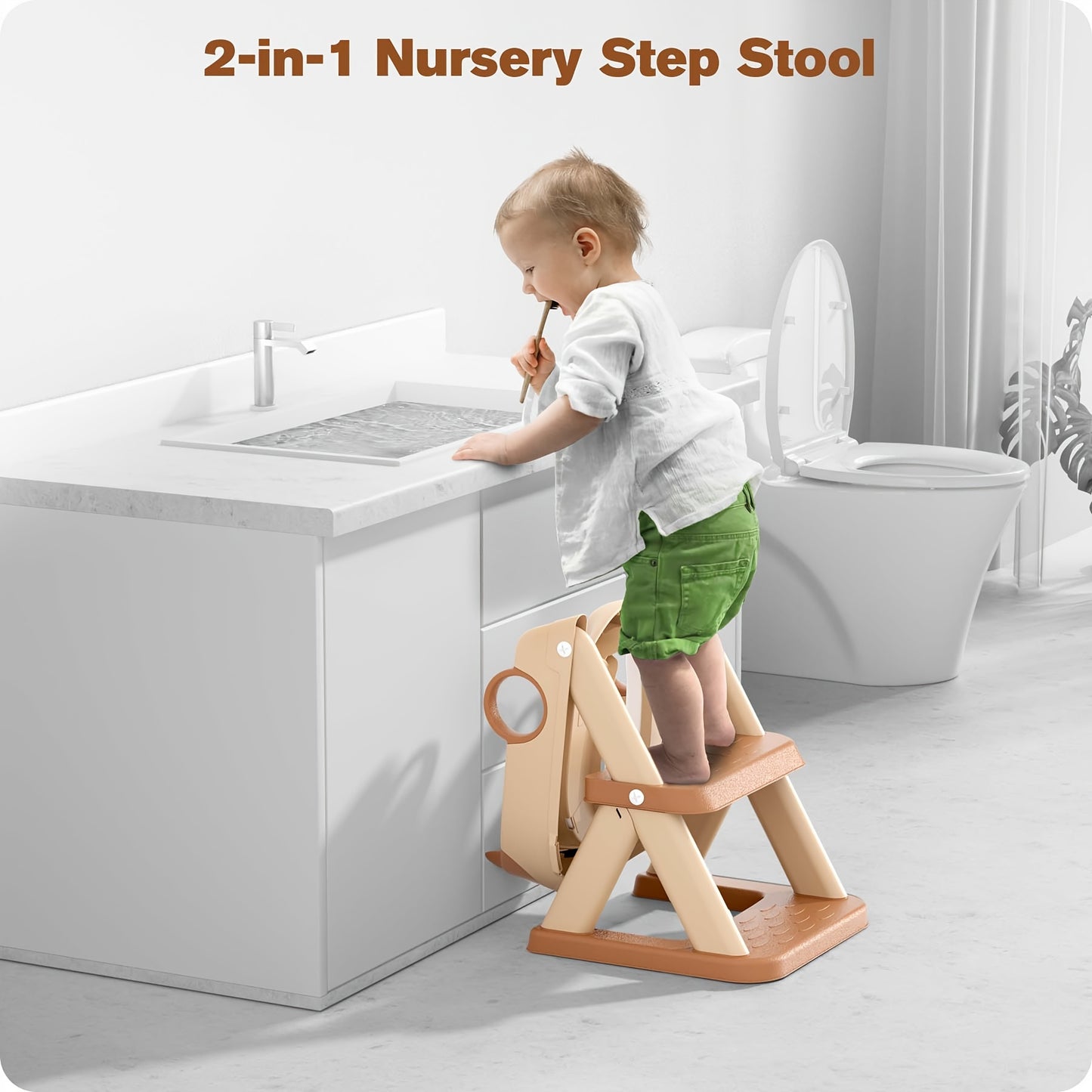 Potty Training Seat, 2-in-1 Toddler Toilet Trainer with Splash Guard, Non-Slip Pad & Step Stool