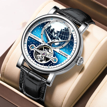 Men's Luminous Leather Casual Waterproof Automatic Mechanical Watch - Hiccupzz