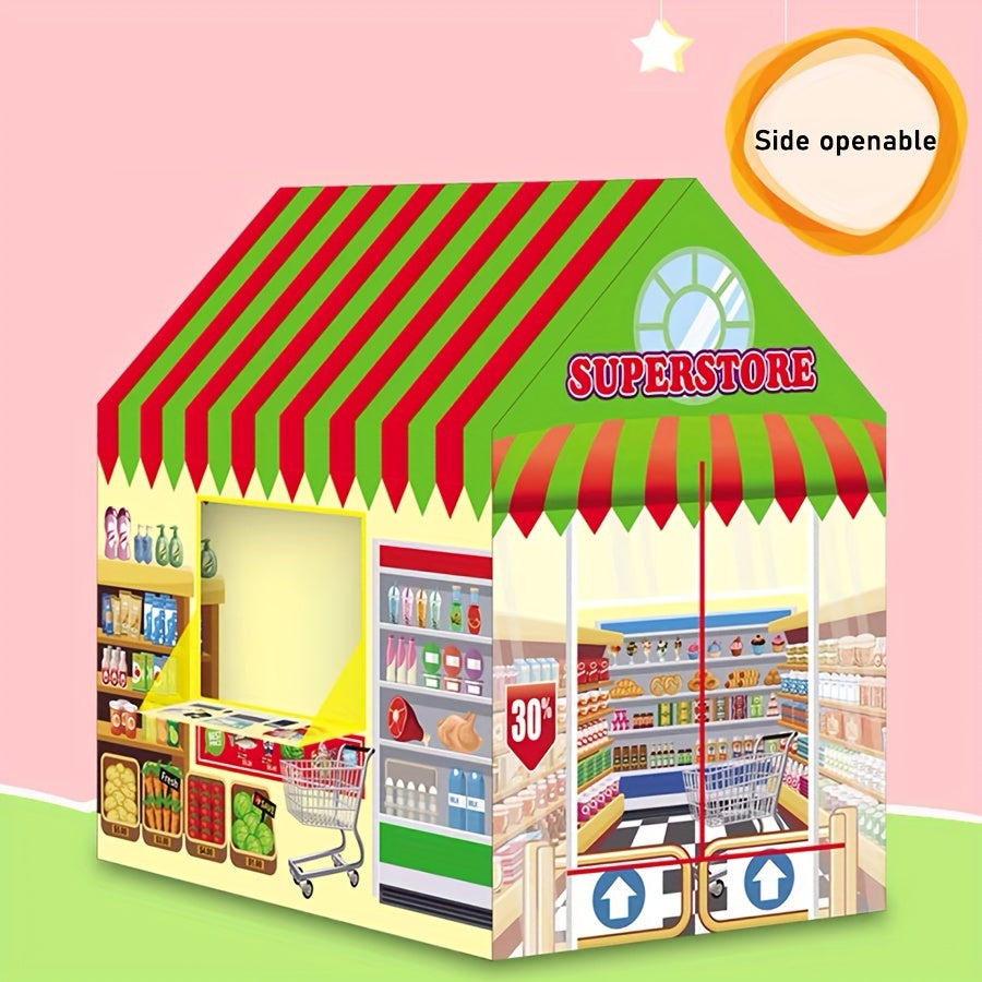 Superstore Playhouse Tent - Kids' Toy House with Windows, Suitable for Indoor and Outdoor Play, Ages 0-3, Waterproof