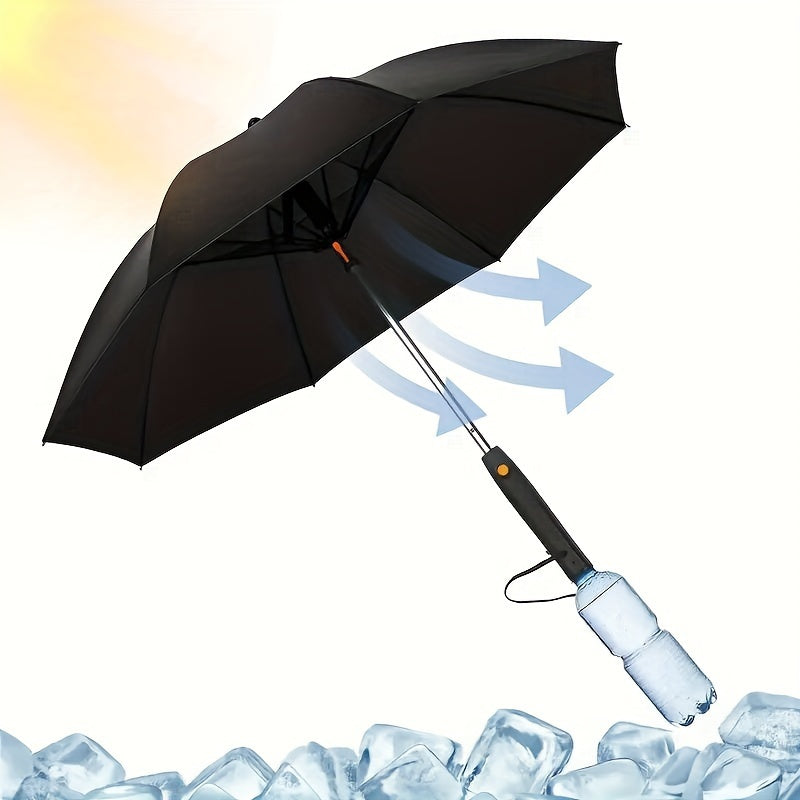 Cooling Umbrella with Fan and Spray Effect, Long Handle Umbrella with UV Protection