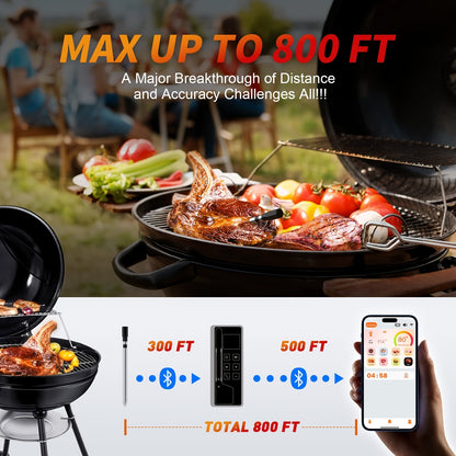 Holiday Wireless Meat Thermometer - 800°F Range, iOS & Android App Compatible