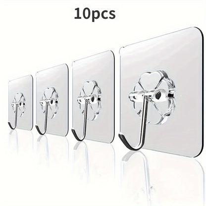 Punch-Free Wall Hook (1/5/10pcs): Self-Adhesive Plastic Hook for Keys, Hats, Towels, and Sundries - Storage Solution for Bathroom, Bedroom, Office, and Kitchen - Hiccupzz