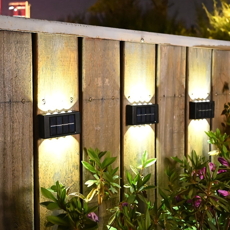 2-Pack Solar Wall Lights, Decorative Up and Down Lights for Patio, Villa, Aisle, IP44 Waterproof Ambient Landscape Lamps