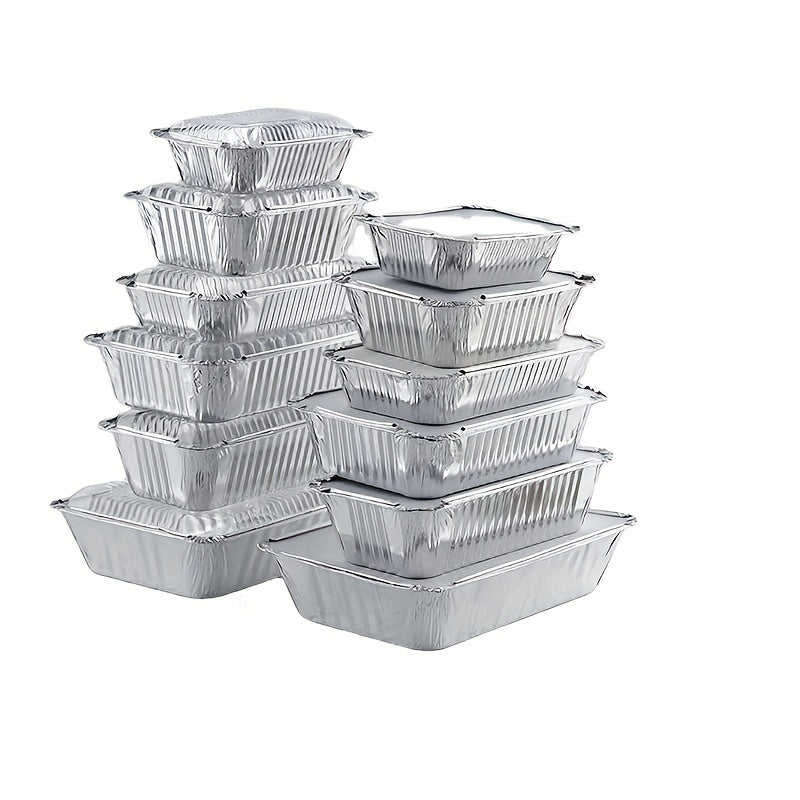 50pcs Aluminum Pans, Disposable Foil Steam Table Deep Pans, Tin Pans Great For Roasting