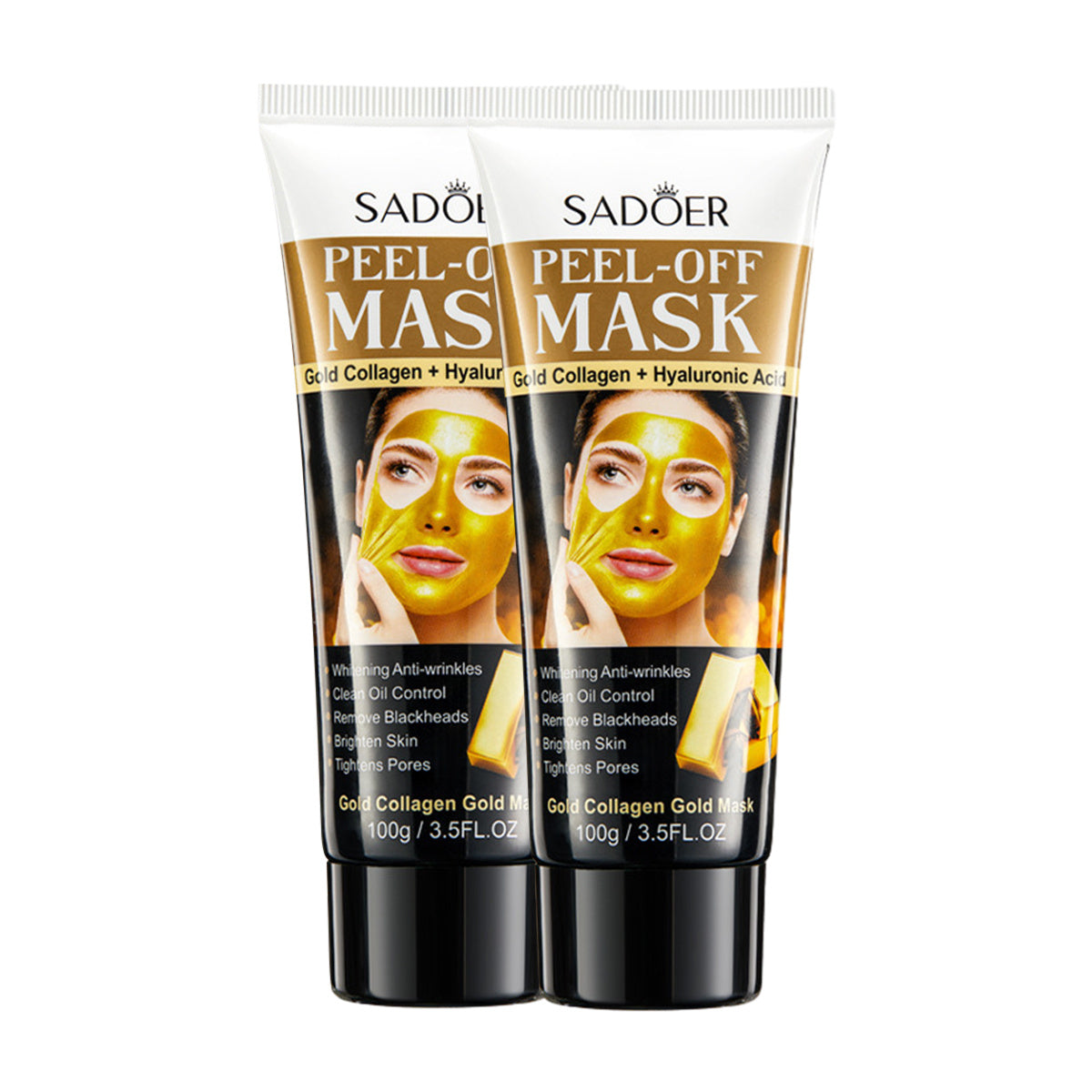 Gold Peel-Off Mask with Collagen & Hyaluronic Acid - Moisturizes, Tightens, Deep Cleans Pores