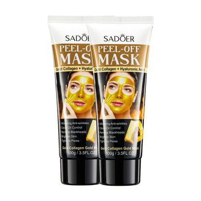Gold Peel-Off Mask with Collagen & Hyaluronic Acid - Moisturizes, Tightens, Deep Cleans Pores - Hiccupzz