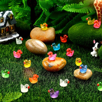 Luminous Mini Duck Figurines: 10/20pcs Set for Fairy Gardens, Aquariums, and Home Decor - Battery-Free Resin Ornaments for DIY Projects and Gifts - Hiccupzz