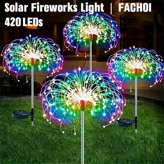 1-Pack Solar Firework Lights, 200/150/90/60 LEDs, 8 Modes