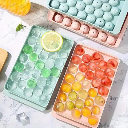 33-Grid Ice Cube Tray with Lid - Quick-Release, Stackable Ice Maker for Kitchen & Beverages