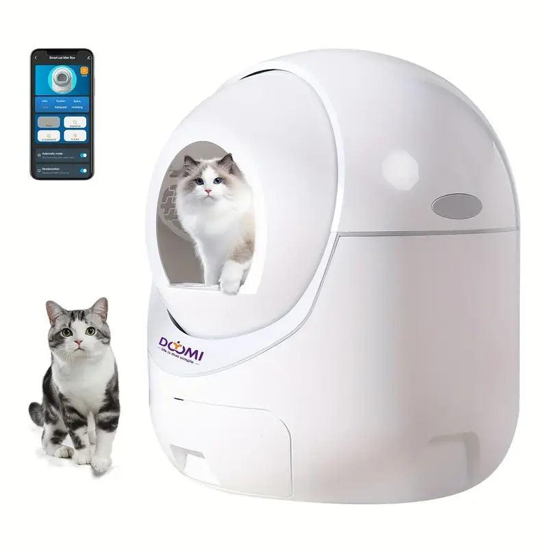 Self-Cleaning Cat Litter Box with APP Control - Automatic Odor Removal & Safety Protection for Multiple Cats