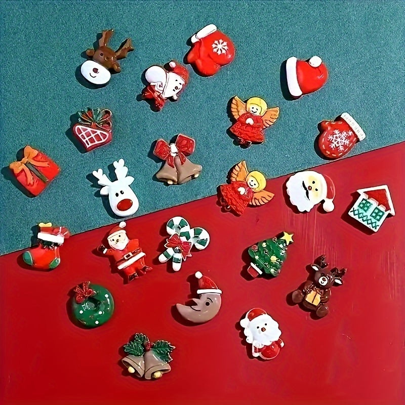 100 Pcs Vibrant Christmas Decoration DIY Flatback Resin Jingle Bell Sock Craft Embellishment Sets