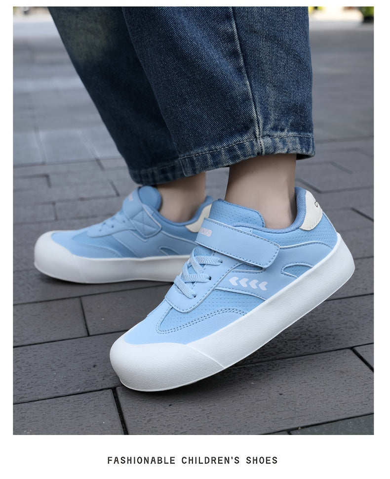 Boy's Trendy Street Style Color Block Skateboard Shoes, Hook & Loop Fastener Comfy Non Slip Durable Sneakers For Outdoor Activities