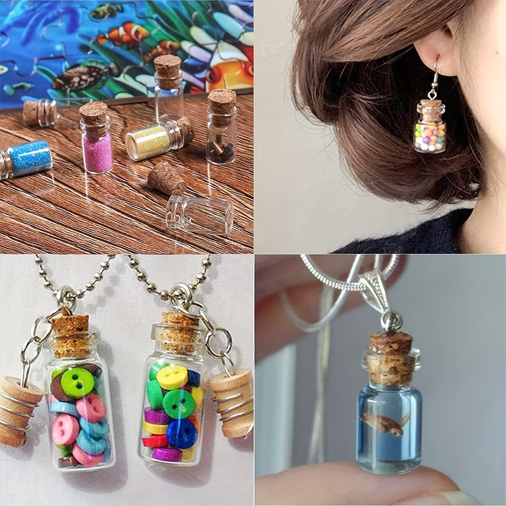 Mini botellas de vidrio con tapón de corcho: ideales para manualidades, bricolaje y regalos de fiesta (0,51 x 0,71 pulgadas)