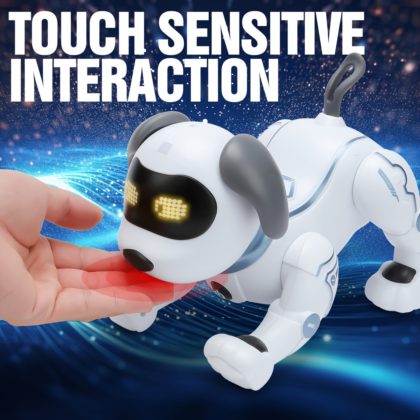 1 Pc Interactive Robot Dog with Remote Control, Voice Command, Dance & Song Functions, Rechargeable Battery, Infrared Sensing, LED Lights ABS Resin Electronic Pet Toy for Kids.